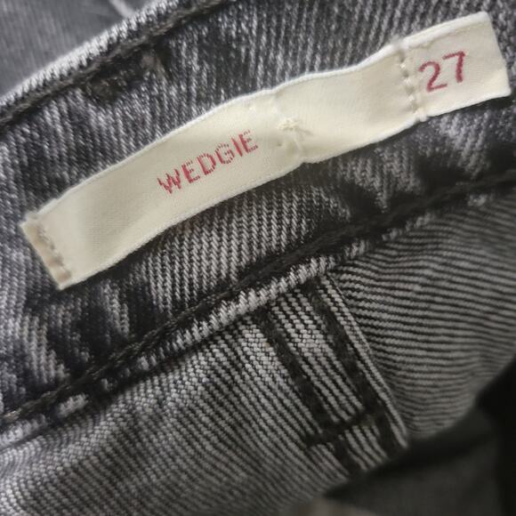 Levis Wedgie Jeans Black Icon Button Fly Straight Leg Cropped High Rise Size 27 - Picture 9 of 16